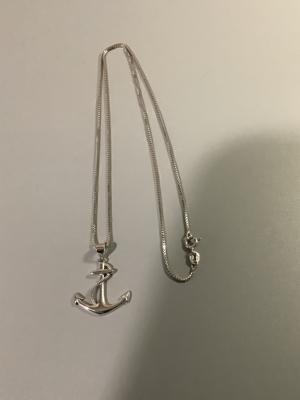 Sterling Silver Anchor Pendant Necklace.